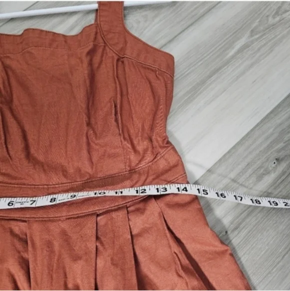 Square-Neck Midi Dress in Rust Sz 4 - Picture 7 of 10
